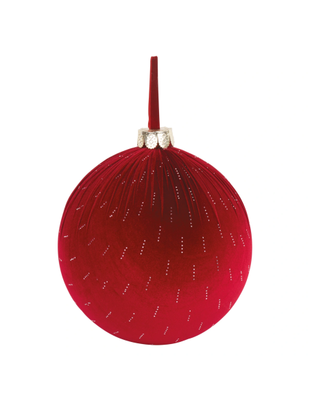 Sfera velluto bordeaux con strass da appendere Ø 30 cm