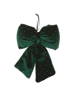 Fiocco velluto verde con strass 13 x 20 cm