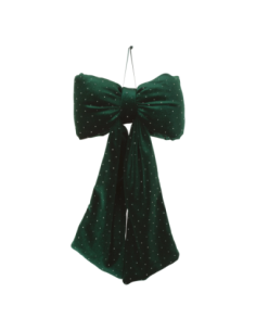 Fiocco velluto verde con strass 20 x 40 cm