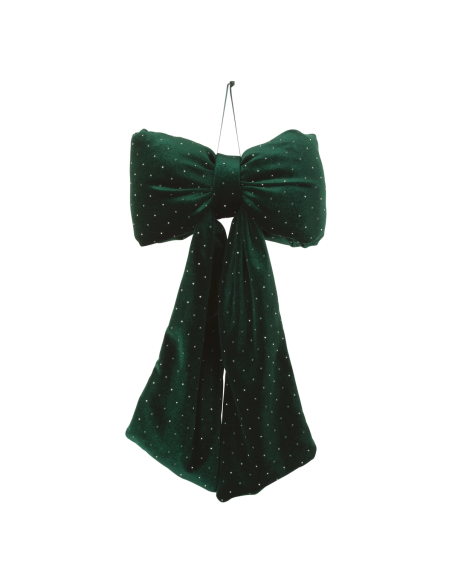 Fiocco velluto verde con strass 20 x 40 cm