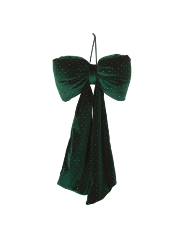 Fiocco velluto verde con strass 30 x 60 cm