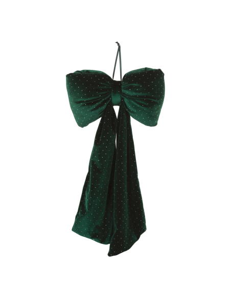 Fiocco velluto verde con strass 30 x 60 cm