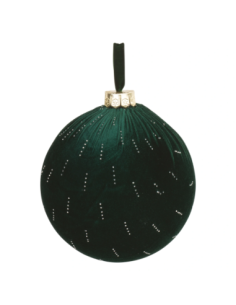 Sfera velluto verde con strass da appendere Ø 20 cm