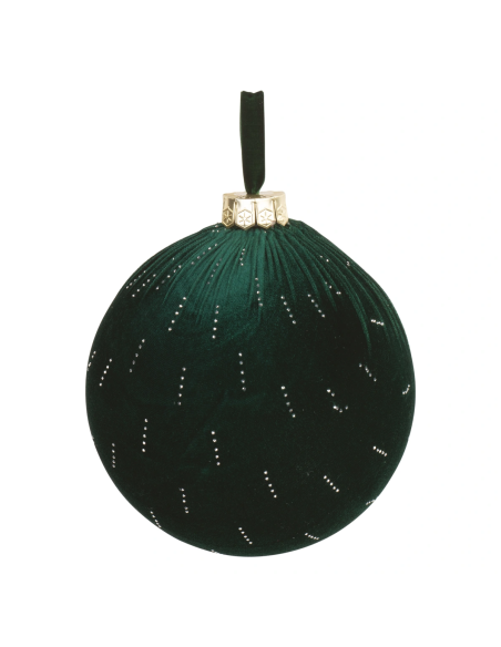 Sfera velluto verde con strass da appendere Ø 20 cm