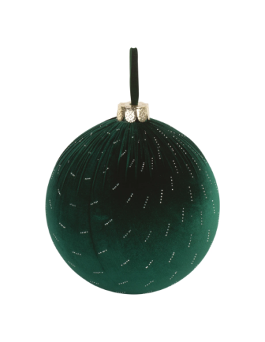 Sfera velluto verde con strass da appendere Ø 30 cm