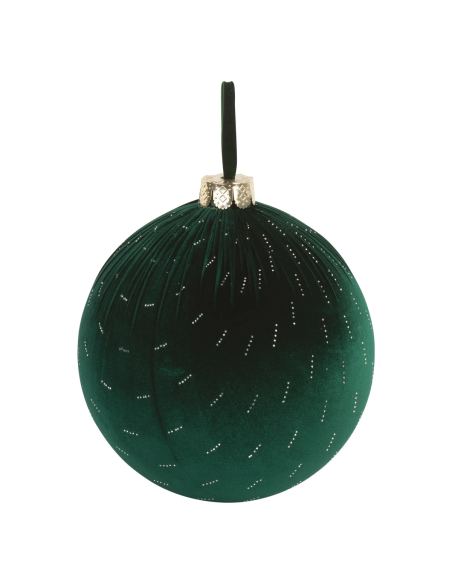 Sfera velluto verde con strass da appendere Ø 30 cm