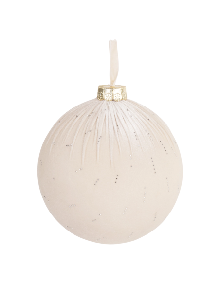 Sfera velluto burro con strass da appendere Ø 20 cm