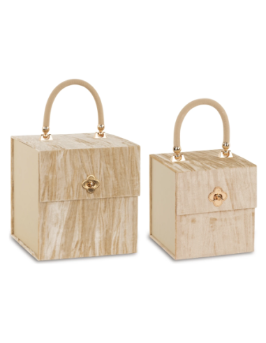 Set 2 bauletti beige Royal Venice 16 x 16 x 17 cm - 21 x 21 x 22 cm