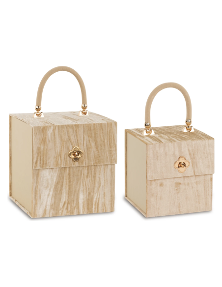 Set 2 bauletti beige Royal Venice 16 x 16 x 17 cm - 21 x 21 x 22 cm