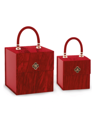 Set 2 bauletti rossi Royal Venice 16 x 16 x 17 cm 21 x 21 x 22 cm