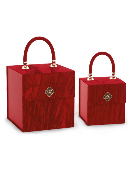 Set 2 bauletti rossi Royal Venice 16 x 16 x 17 cm 21 x 21 x 22 cm