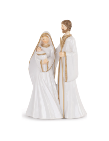 Natività bianca-oro con scatola h 16 cm