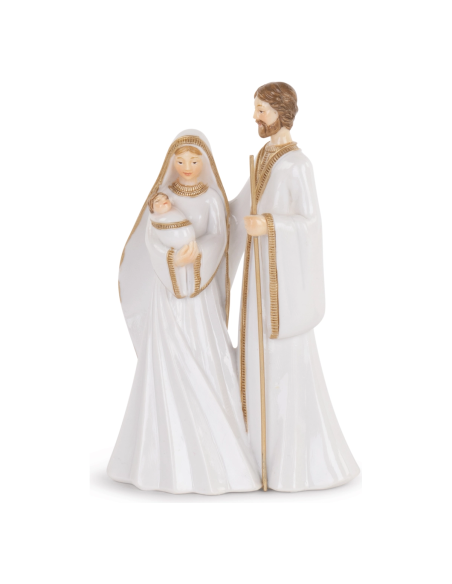 Natività bianca-oro con scatola h 16 cm