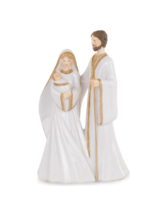 Natività bianca-oro con scatola h 22 cm