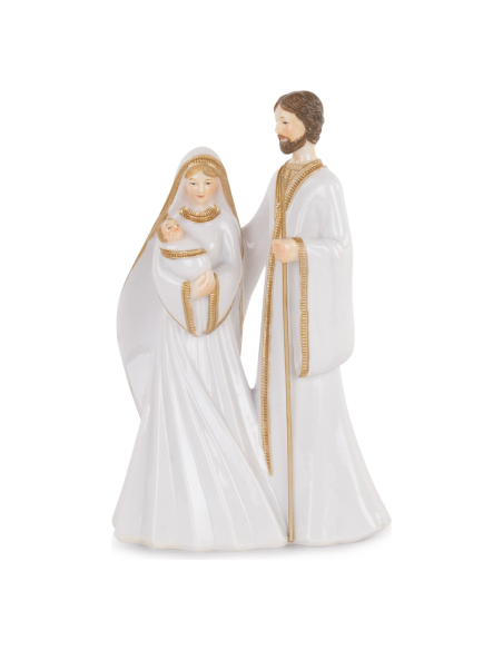 Natività bianca-oro con scatola h 22 cm