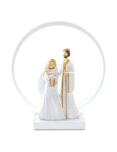 Lampada USB Natività bianca e oro Ø 30 x h 33 cm con scatola