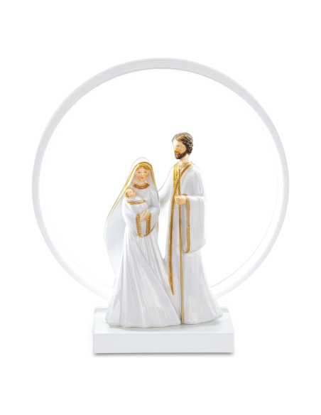 Lampada USB Natività bianca e oro Ø 30 x h 33 cm con scatola