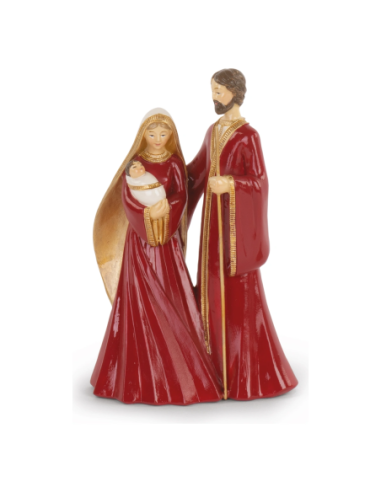 Natività bordeaux-oro con scatola h 16 cm