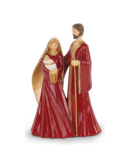 Natività bordeaux-oro con scatola h 16 cm