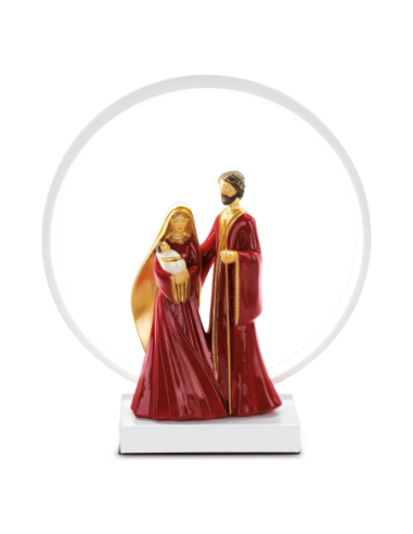 Lampada USB Natività bordeaux e oro Ø 30 x h 33 cm con scatola