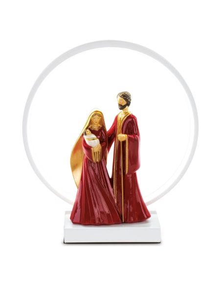 Lampada USB Natività bordeaux e oro Ø 30 x h 33 cm con scatola