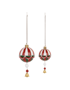Set 2 mongolfiere natalizie bianche e rosse h 18 e 21 cm