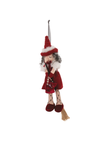 Befana Royal Venice volante con scopa h 35 cm