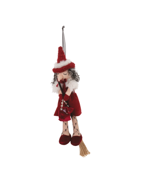 Befana Royal Venice volante con scopa h 35 cm