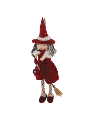Befana Royal Venice volante con scopa h 75 cm