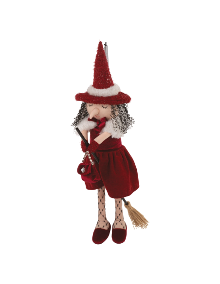 Befana Royal Venice volante con scopa h 75 cm