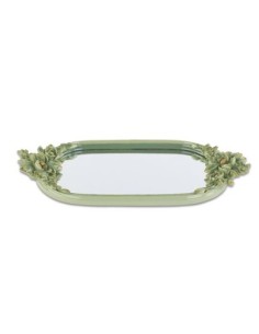 Vassoio a specchio con fiori verdi e oro 42