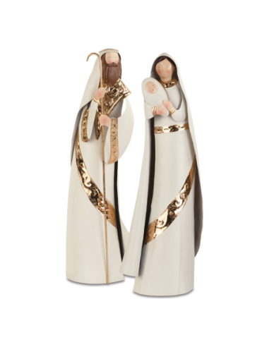 Set 2 Natività in metallo avorio e oro h 47 cm