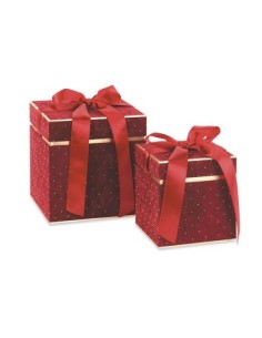 Set 2 scatole velluto bordeaux 16 x 16 x 17 cm 21 x 21 x 22 cm