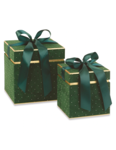 Set 2 scatole velluto verdi 16 x 16 x 17 cm 21 x 21 x 22 cm
