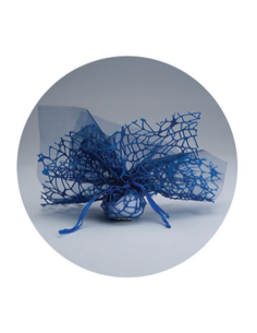 Doppio velo polycotton e velo fata Blu 25x25 cm
