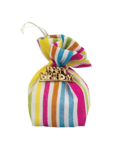 Sacchetto a righe Happy Birthday 6x10 cm