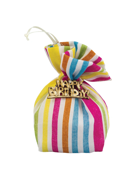 Sacchetto a righe Happy Birthday 6x10 cm