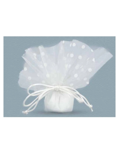 Fazzoletto a pois con tirante Bianco diametro 30 cm