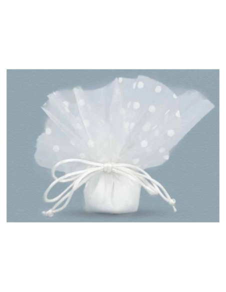 Fazzoletto a pois con tirante Bianco diametro 30 cm