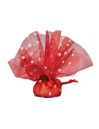 Fazzoletto a pois con tirante Rosso diametro 30 cm