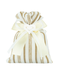 Sacchetto a righe con gessetto Beige 10x12 cm