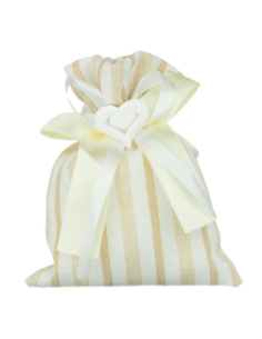 Sacchetto a righe con gessetto Panna 10x12 cm