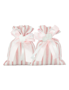 Sacchetto a righe con gessetto Rosa 10x12 cm