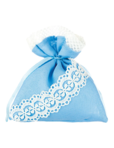 Sacchetto con merletto Celeste 10x10 cm