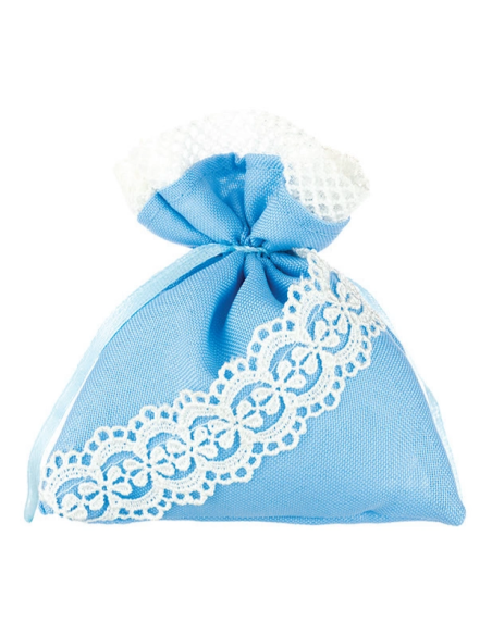 Sacchetto con merletto Celeste 10x10 cm