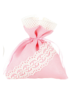 Sacchetto con merletto Rosa 10x10 cm
