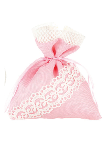 Sacchetto con merletto Rosa 10x10 cm