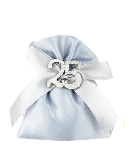 Sacchetto anniversario 25 anni Argento 10x12 cm