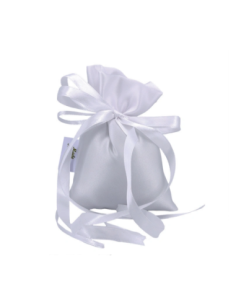Sacchetto in raso con fiocco Bianco 10x14 cm
