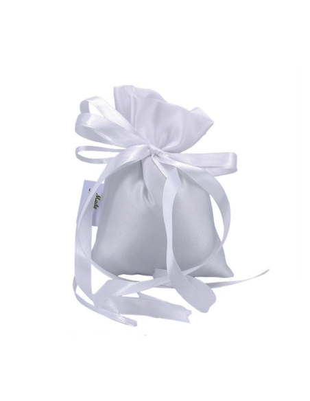 Sacchetto in raso con fiocco Bianco 10x14 cm